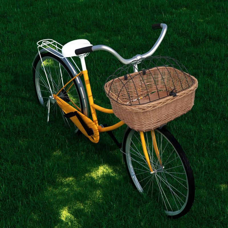 Load image into Gallery viewer, Vidaxl fietsstuurmand met deksel 50x45x35 cm natuurlijk wilgen
