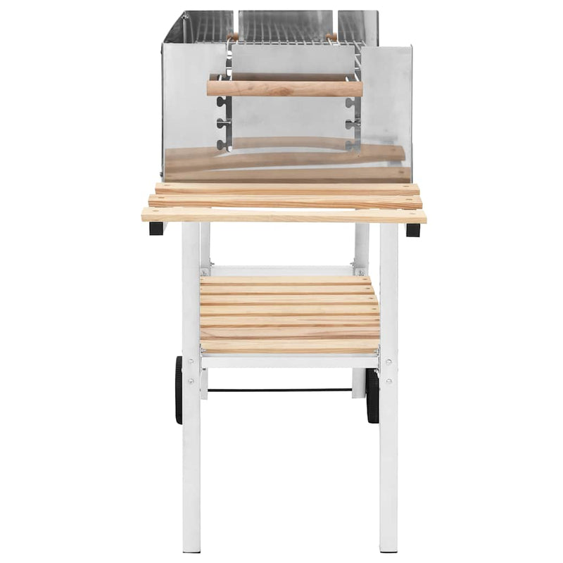 Load image into Gallery viewer, Vidaxl trolleybarbecue met 2 schappen houtskool xxl roestvrij staal
