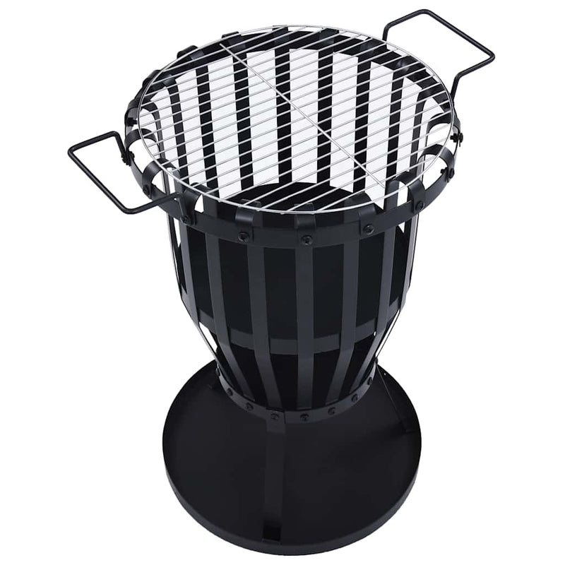 Load image into Gallery viewer, Vidaxl buiten vuurplaats met barbecuerooster 47,5 cm staal
