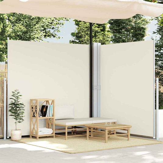 Vidaxl tuinscherm uittrekbaar dubbel 170x600 cm crème
