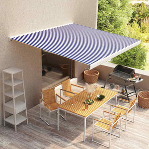 Vidaxl luifeldoek 400x300 cm canvas blauw en wit
