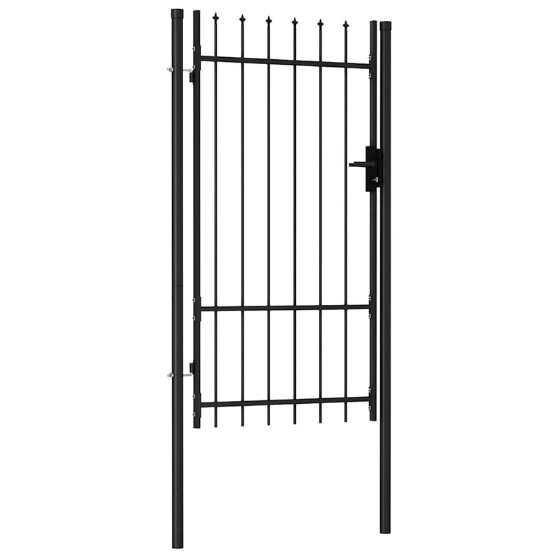Load image into Gallery viewer, Vidaxl poort met puntige bovenkant enkel 1x1,75 m staal zwart
