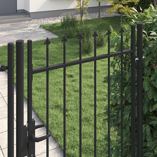 Vidaxl poort met puntige bovenkant enkel 1x2 m staal zwart