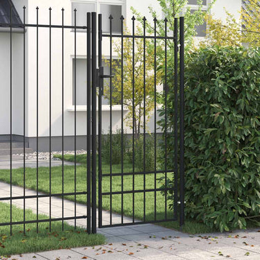 Vidaxl poort met puntige bovenkant enkel 1x2 m staal zwart