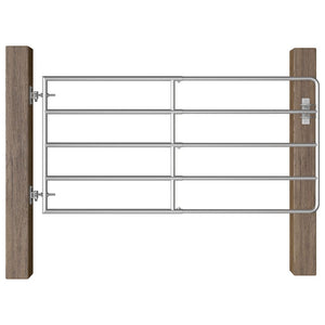 Vidaxl poort met 5 stangen (95-170)x90 cm staal zilverkleurig