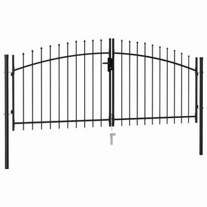 Vidaxl poort met puntige bovenkant dubbel 3x1,25 m staal zwart