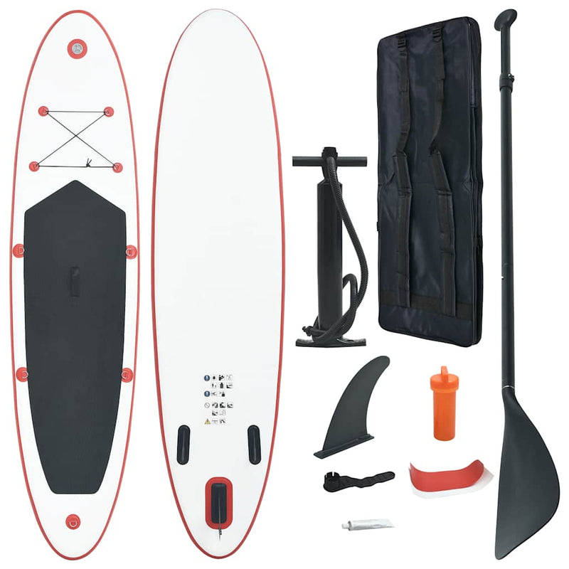 Afbeelding laden in galerijviewer, Vidaxl stand up paddleboardset opblaasbaar rood en wit
