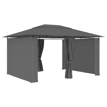 Vidaxl tuinpaviljoen met gordijnen 4x3 m antraciet