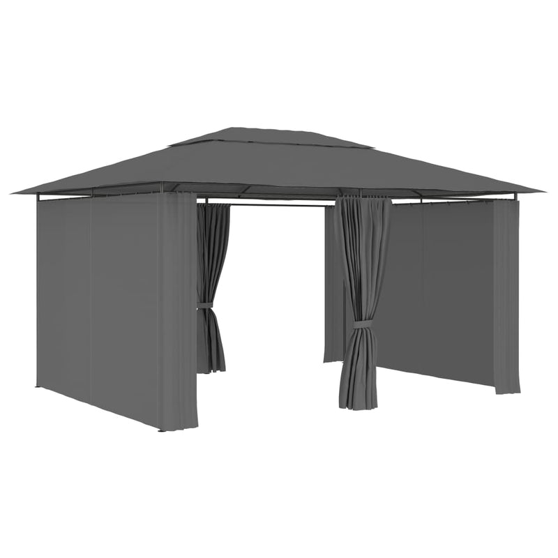 Load image into Gallery viewer, Vidaxl tuinpaviljoen met gordijnen 4x3 m antraciet
