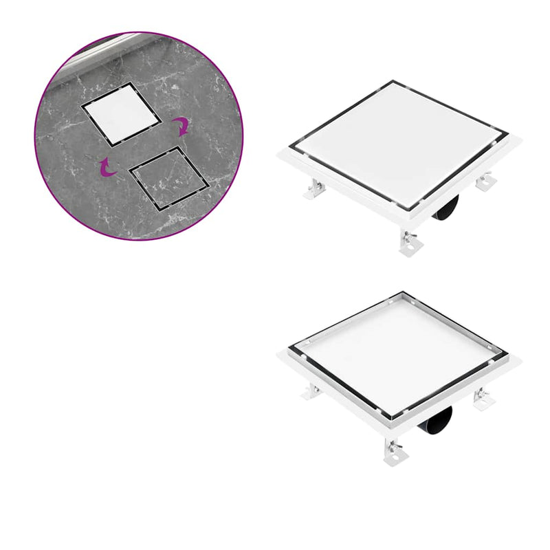 Load image into Gallery viewer, Vidaxl doucheafvoer met 2-in-1 deksels 23x23 cm roestvrij staal
