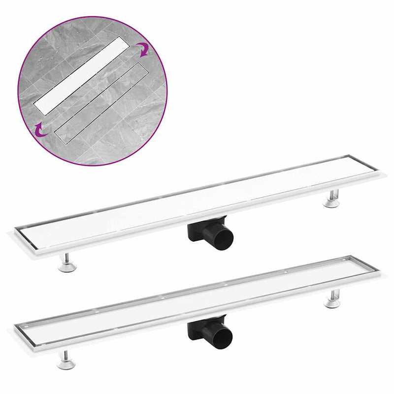 Load image into Gallery viewer, Vidaxl doucheafvoer met 2-in-1 deksel 83x14 cm roestvrij staal
