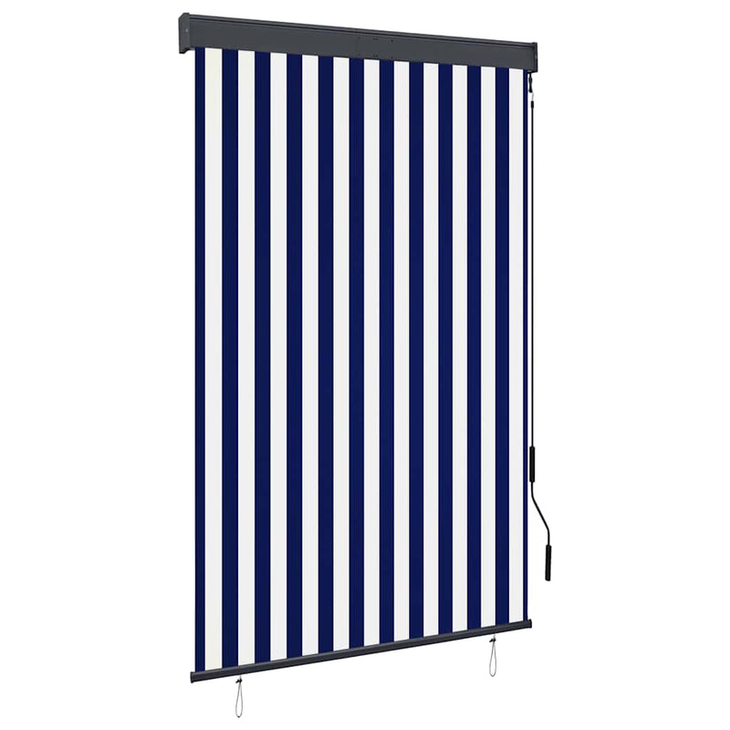 Chargez l'image dans la visionneuse de la galerie, Vidaxl rolgordijn voor buiten 120x250 cm blauw en wit
