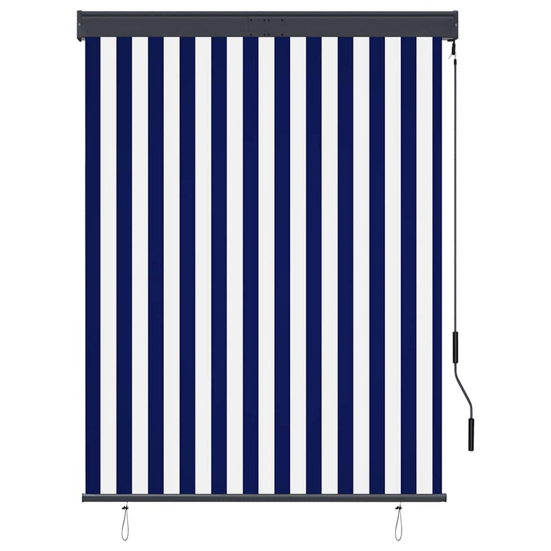 Chargez l'image dans la visionneuse de la galerie, Vidaxl rolgordijn voor buiten 120x250 cm blauw en wit
