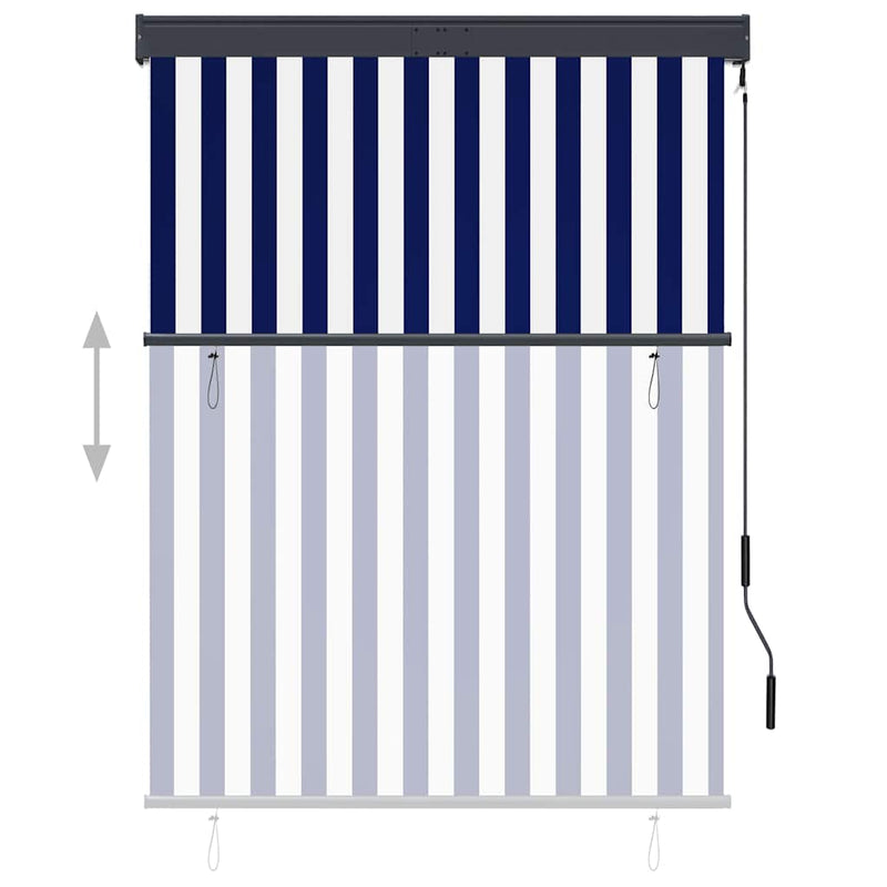 Chargez l'image dans la visionneuse de la galerie, Vidaxl rolgordijn voor buiten 120x250 cm blauw en wit
