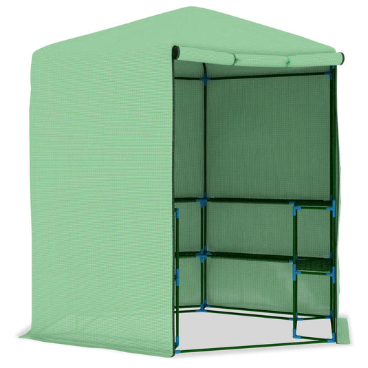 Vidaxl tuinkas met schappen 227x223 cm staal