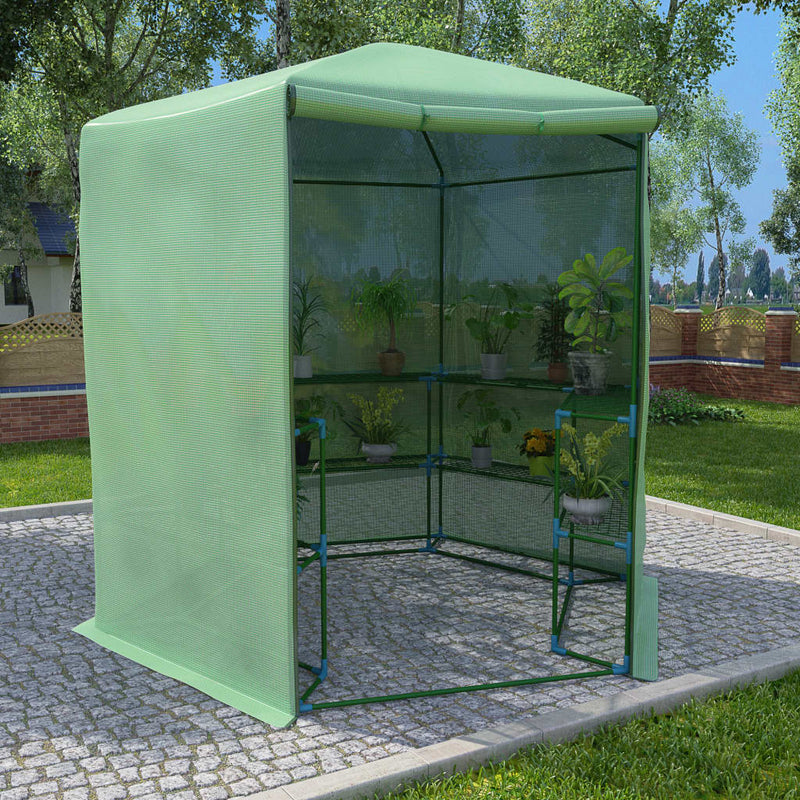Load image into Gallery viewer, Vidaxl tuinkas met schappen 227x223 cm staal
