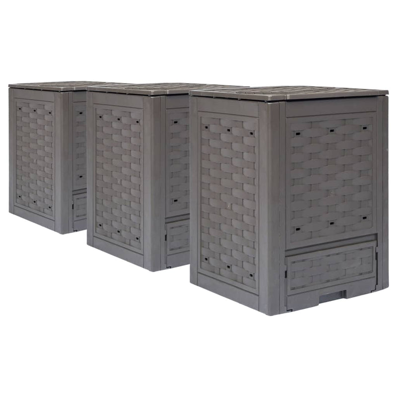 Load image into Gallery viewer, Vidaxl compostbakken 3 st 900 l 60x60x83 cm kunststof rattan bruin
