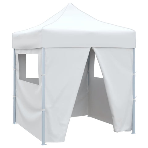 VidaXL Partytent met 4 zijwanden inklapbaar 2x2 m staal wit