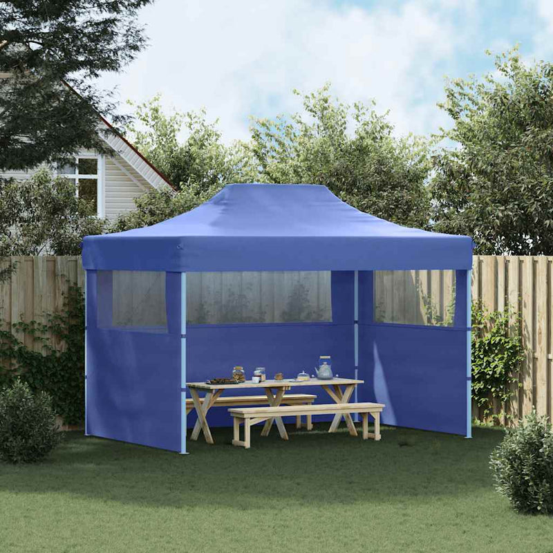 Load image into Gallery viewer, Vidaxl partytent met 3 zijwanden inklapbaar 3x4 m staal blauw
