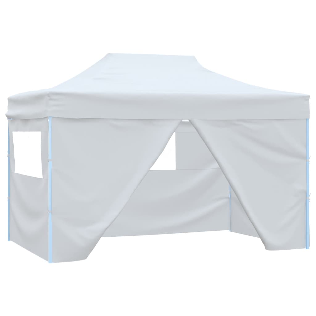 VidaXL Partytent met 4 zijwanden inklapbaar 3x4 m staal wit