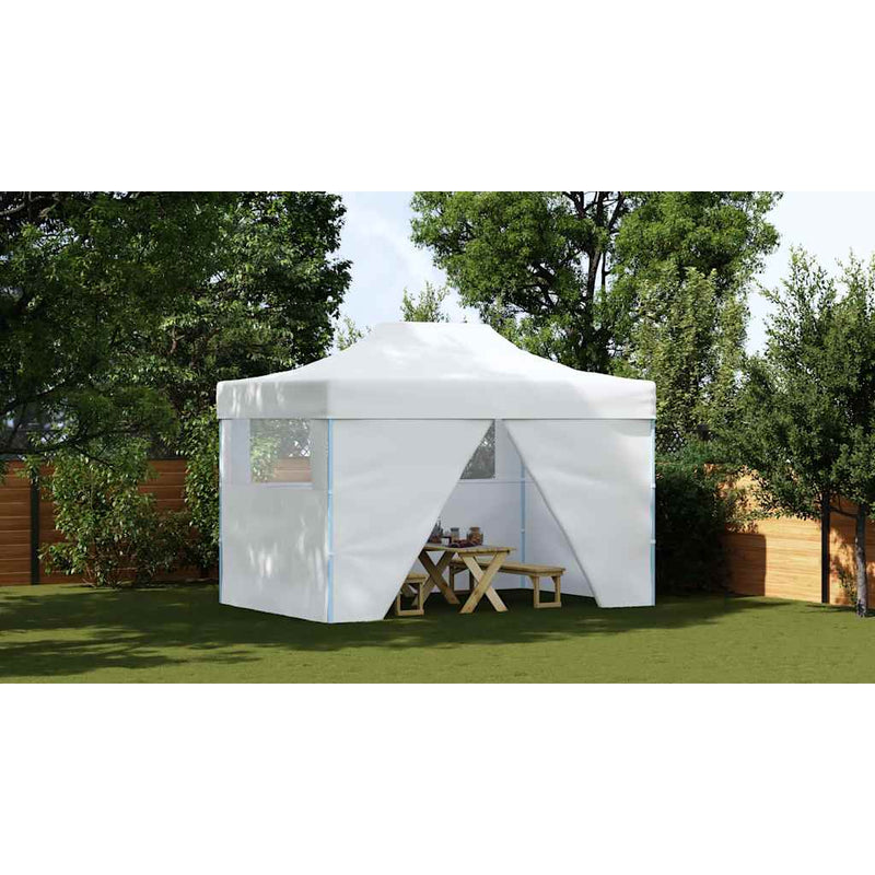 Load image into Gallery viewer, Vidaxl partytent met 4 zijwanden inklapbaar 280x410x315 cm staal wit
