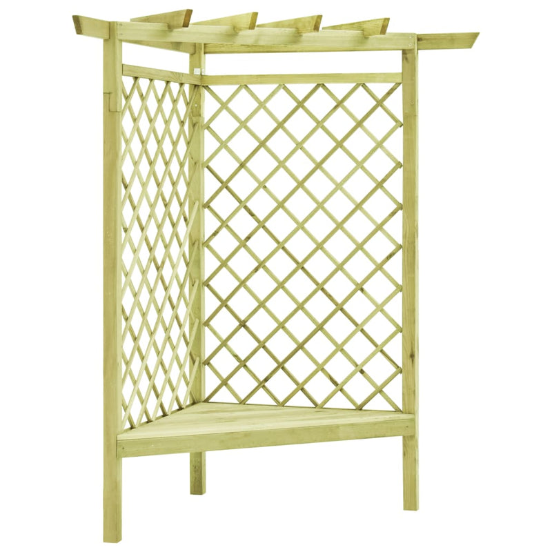Load image into Gallery viewer, VidaXL Hoekpergola met zitting 130x130x197 cm geïmpregneerd grenenhout
