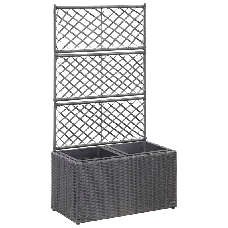 Load image into Gallery viewer, Vidaxl latwerkplantenbak verhoogd met potten 58x30x107 cm rattan zwart

