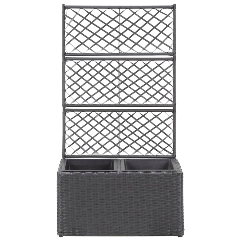 Load image into Gallery viewer, Vidaxl latwerkplantenbak verhoogd met potten 58x30x107 cm rattan zwart

