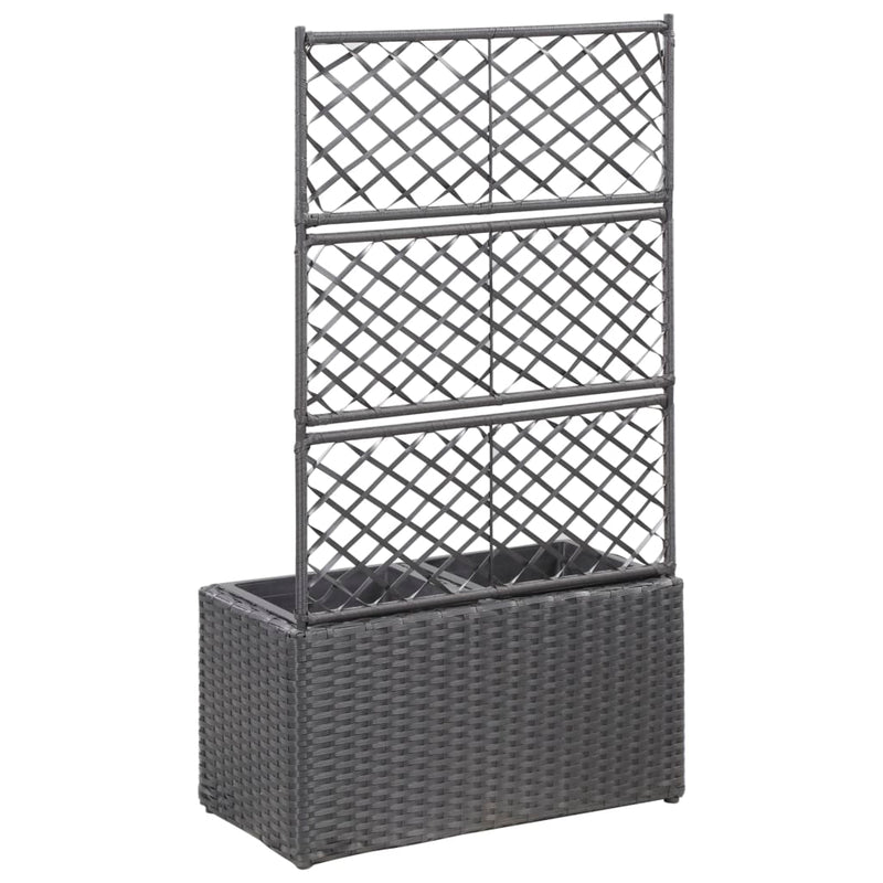 Load image into Gallery viewer, Vidaxl latwerkplantenbak verhoogd met potten 58x30x107 cm rattan zwart
