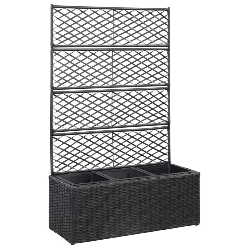 Load image into Gallery viewer, Vidaxl latwerkplantenbak verhoogd met potten 83x30x130 cm rattan zwart
