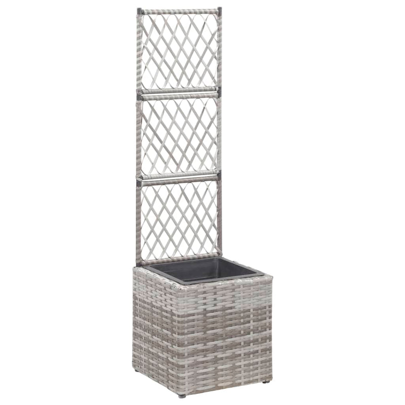 Load image into Gallery viewer, Vidaxl latwerkplantenbak verhoogd met 1 pot 30x30x107 cm rattan grijs
