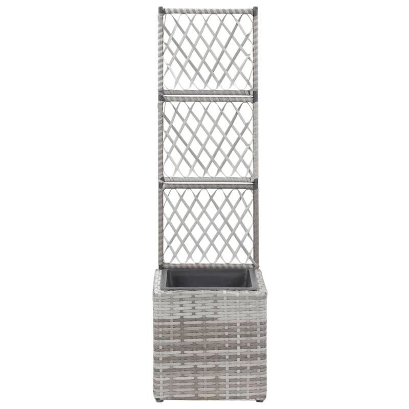 Load image into Gallery viewer, Vidaxl latwerkplantenbak verhoogd met 1 pot 30x30x107 cm rattan grijs
