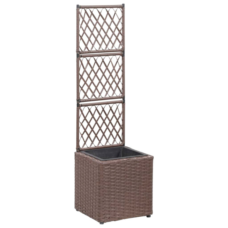 Load image into Gallery viewer, VidaXL Latwerkplantenbak verhoogd met 1 pot 30x30x107 cm rattan bruin
