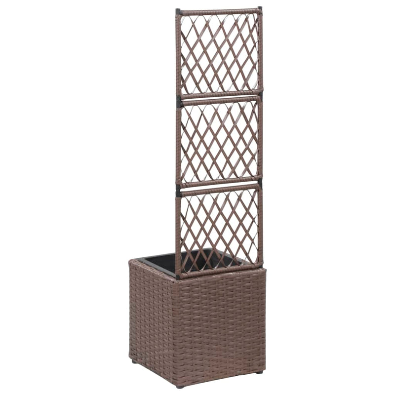 Load image into Gallery viewer, VidaXL Latwerkplantenbak verhoogd met 1 pot 30x30x107 cm rattan bruin
