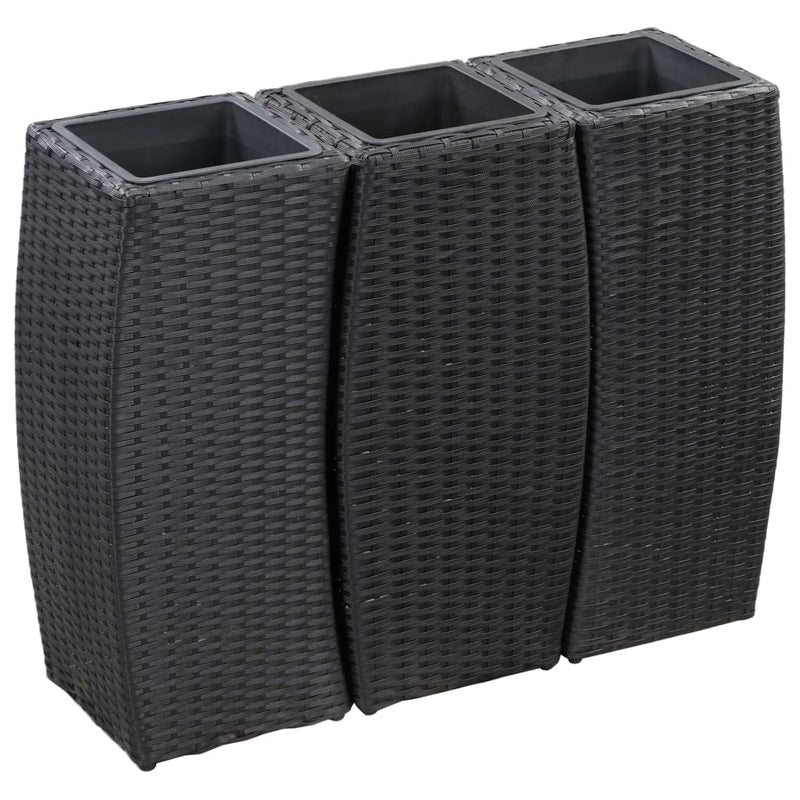 Load image into Gallery viewer, Vidaxl plantenbakken verhoogd 3 st poly rattan zwart
