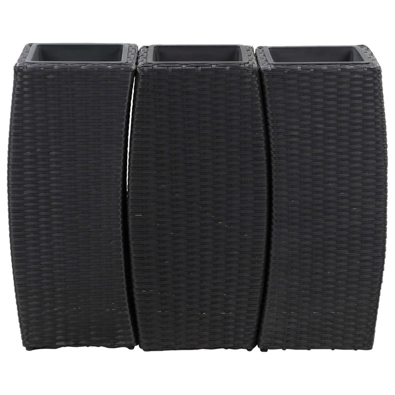 Load image into Gallery viewer, Vidaxl plantenbakken verhoogd 3 st poly rattan zwart
