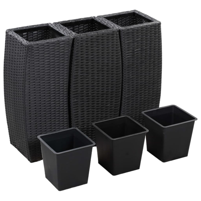 Load image into Gallery viewer, Vidaxl plantenbakken verhoogd 3 st poly rattan zwart
