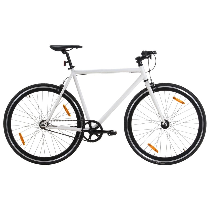 Load image into Gallery viewer, Vidaxl fiets met vaste versnelling 700 c 59 cm wit en zwart
