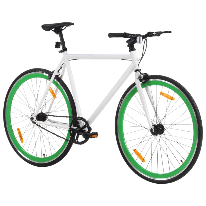 Load image into Gallery viewer, Vidaxl fiets met vaste versnelling 700 c 59 cm wit en groen
