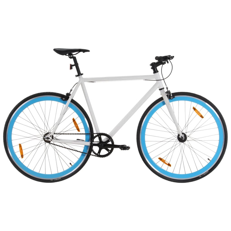 Load image into Gallery viewer, Vidaxl fiets met vaste versnelling 700 c 59 cm wit en blauw

