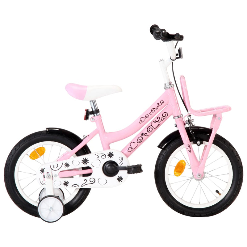 Load image into Gallery viewer, Vidaxl kinderfiets met voordrager 14 inch wit en roze
