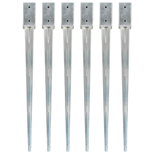 VidaXL Grondpinnen 6 st 7x7x90 cm gegalvaniseerd staal zilverkleurig