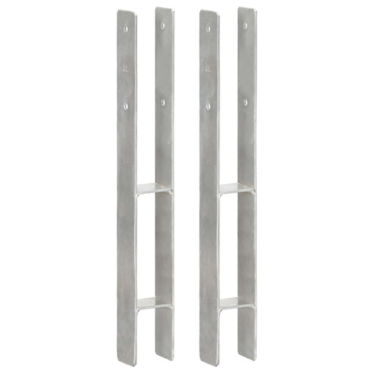 Vidaxl grondankers 2 st 7x6x60 cm gegalvaniseerd staal zilverkleurig