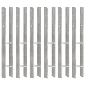 Vidaxl grondankers 6 st 7x6x60 cm gegalvaniseerd staal zilverkleurig