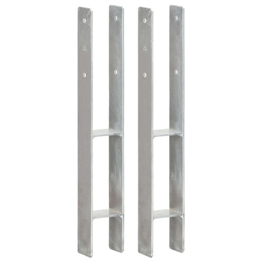 Vidaxl grondankers 2 st 8x6x60 cm gegalvaniseerd staal zilverkleurig