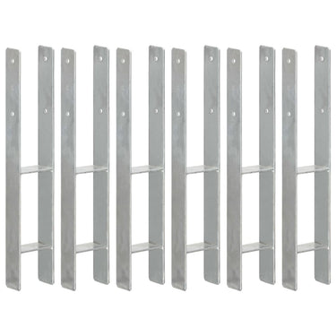 Vidaxl grondankers 6 st 9x6x60 cm gegalvaniseerd staal zilverkleurig