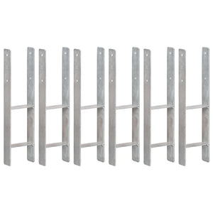 Vidaxl grondankers 6 st 14x6x60 cm gegalvaniseerd staal zilverkleurig