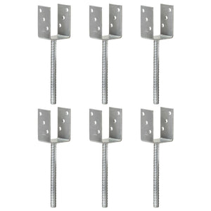 Vidaxl grondankers 6 st 7x6x30 cm gegalvaniseerd staal zilverkleurig