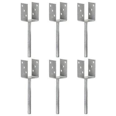 Vidaxl grondankers 6 st 7x6x30 cm gegalvaniseerd staal zilverkleurig
