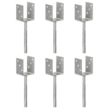 Vidaxl grondankers 6 st 8x6x30 cm gegalvaniseerd staal zilverkleurig